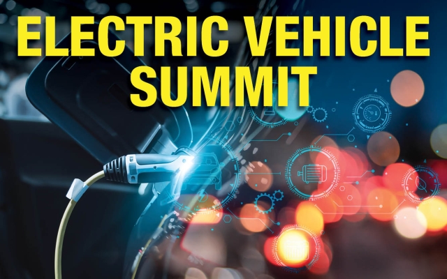 Electric Vehicle Summit text with image of EV being recharged