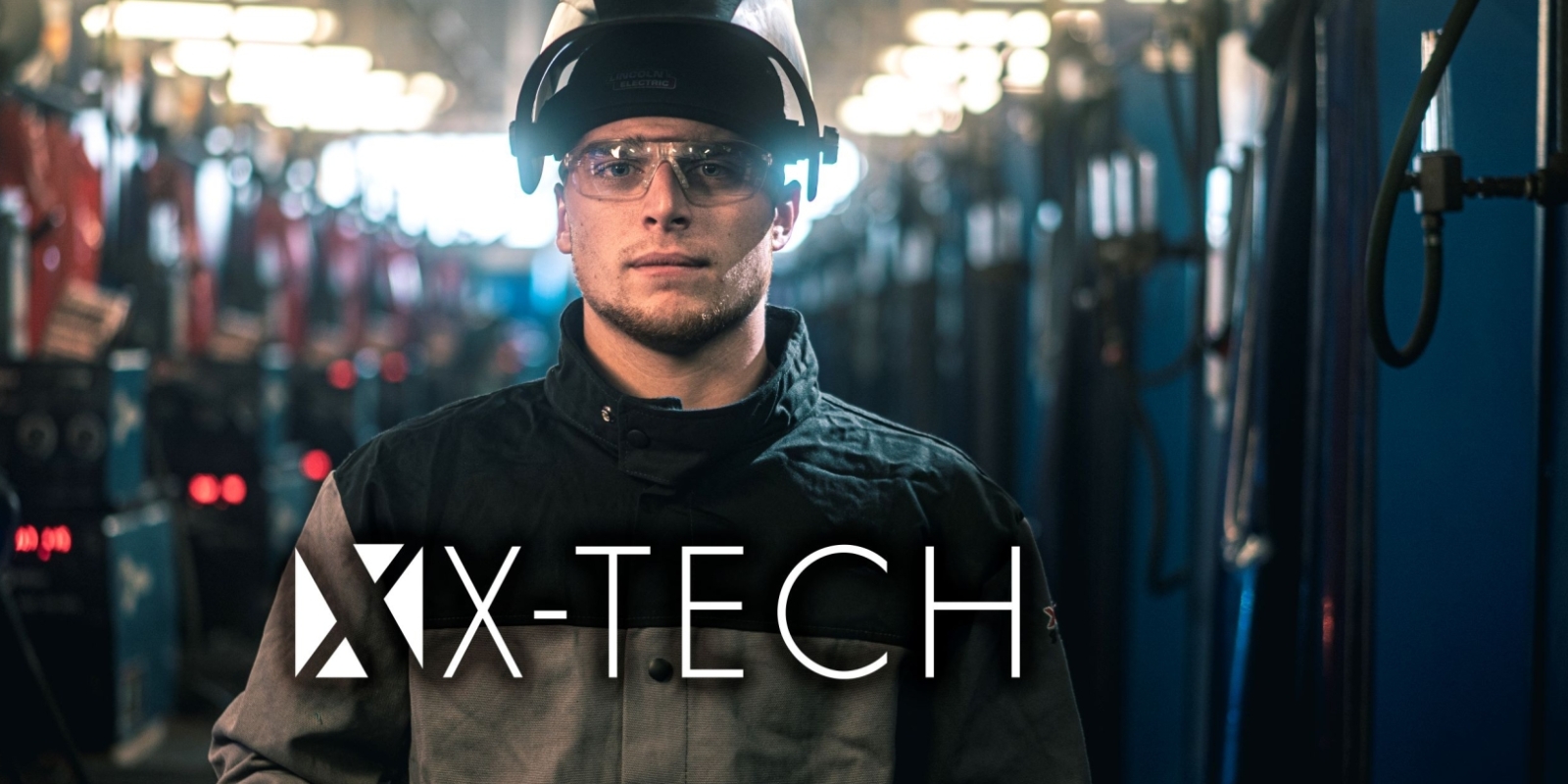 MCCC Welding student with X-TECH Logo