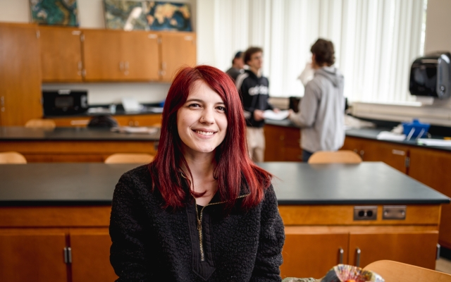 Student in lab